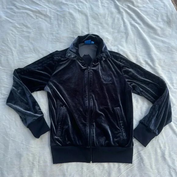 ADIDAS Blue Velvet Firebird Originals Track Full Zip Jacket, Womens Size M - Picture 4 of 8